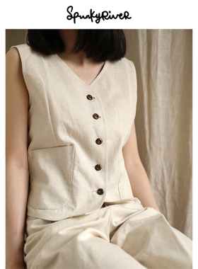 SPR｜比利时汉麻棉本白色女士复古背心马甲