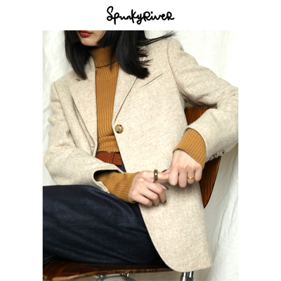 复古粗花呢英伦羊毛西装