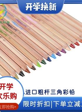 华德福彩虹谷 德国原装进口艺雅LYRA单色粗杆三角彩铅 原木杆多色