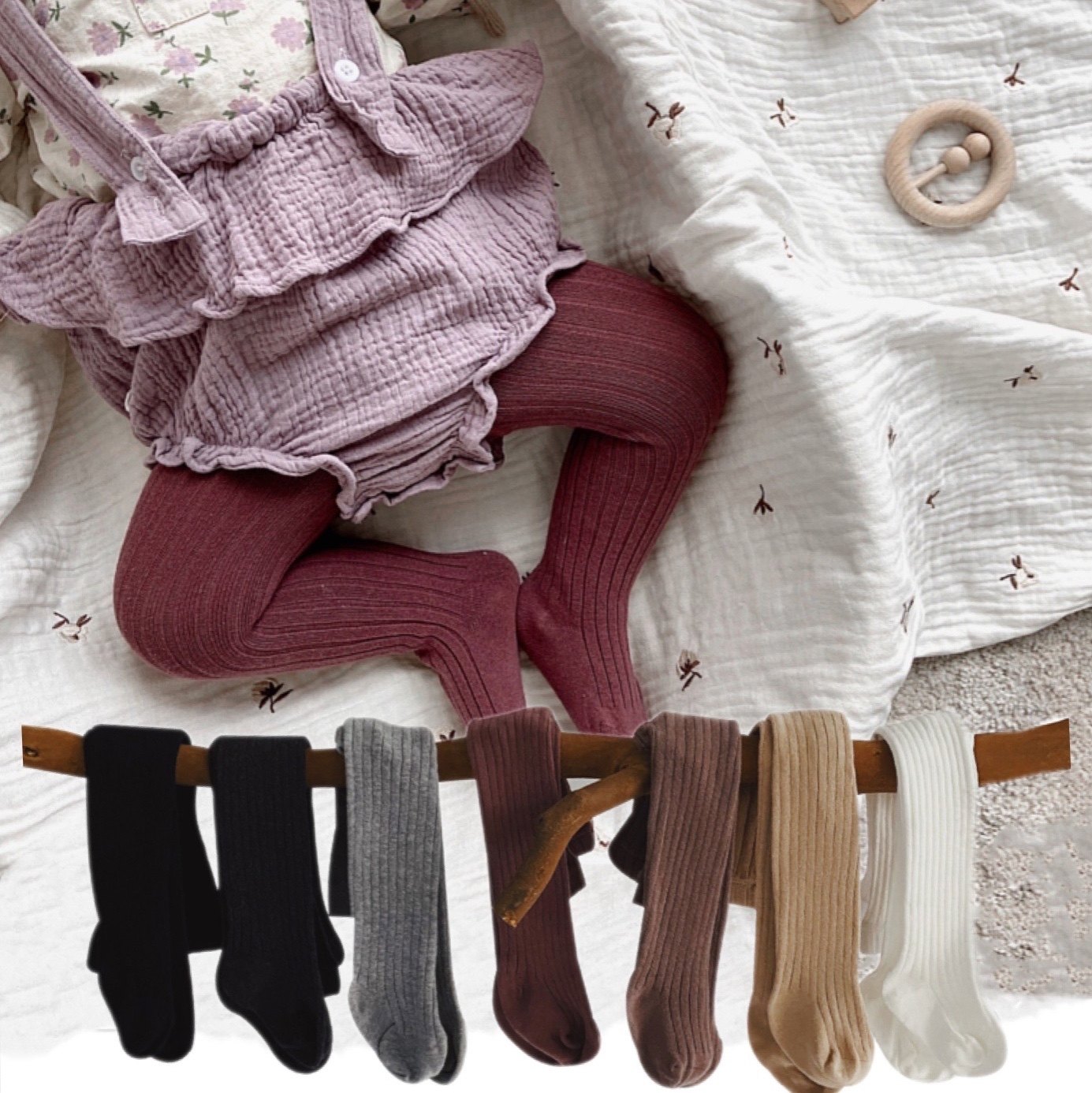 可可妈宝宝条纹裤袜pp弹力袜春秋款单层女童婴儿连体袜袜子打底袜