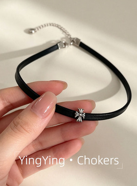 皮质十字架choker项圈