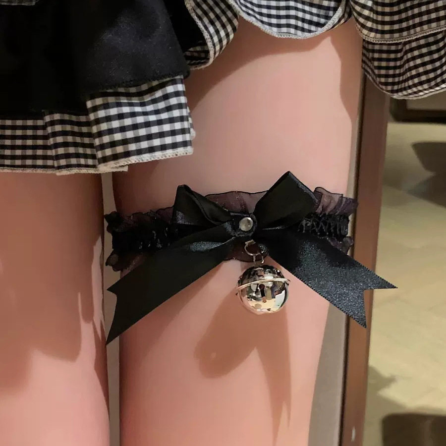 蕾丝蝴蝶结铃铛项链女choker脖子项圈配饰颈带挂脖个性颈链软妹潮