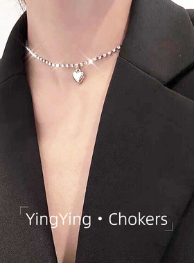 水钻爱心项链女锁骨链ins冷淡风简约气质项圈小众设计感choker