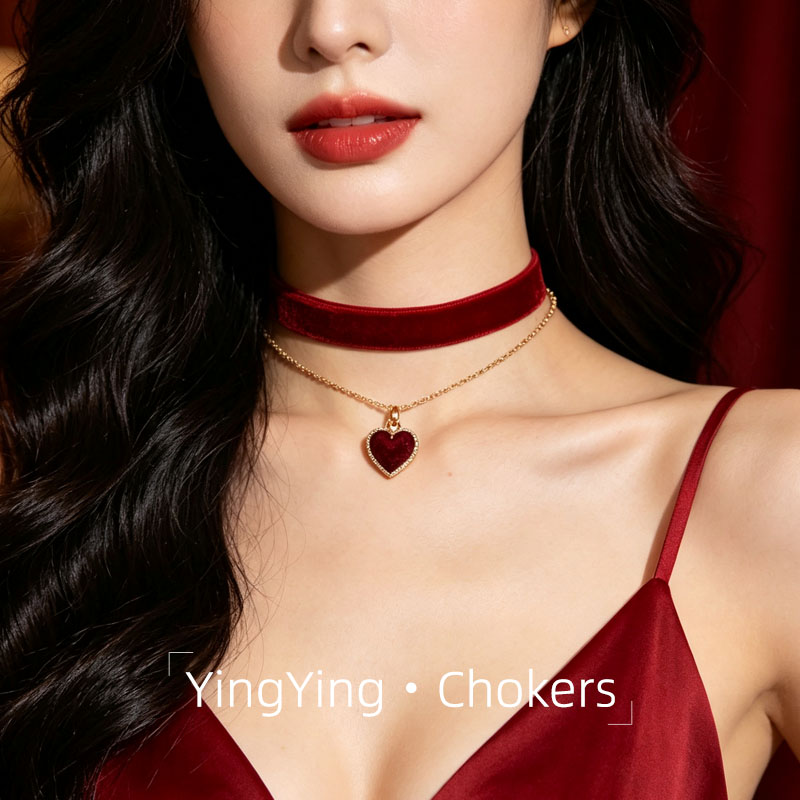 丝绒choker爱心项圈女颈带锁骨链高级感项链颈链原宿脖子配饰ins
