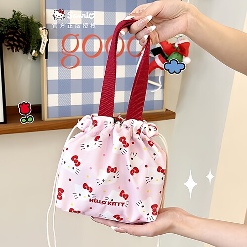 三丽鸥Hellokitty手提包小拎包上班杂物帆布包学生抽绳饭盒袋kt猫