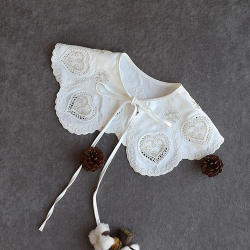 衣伴钉珠韩版聚酯纤维心形假领