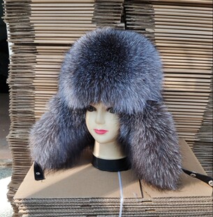 男女款银兰狐狸毛护耳雷锋帽貉子毛真皮秋冬户外东北滑雪旅游骑行