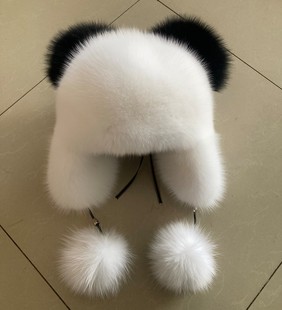 男女狐狸毛霸王超萌儿童熊猫浣熊帽秋冬护耳户外旅游拍照亲子滑雪