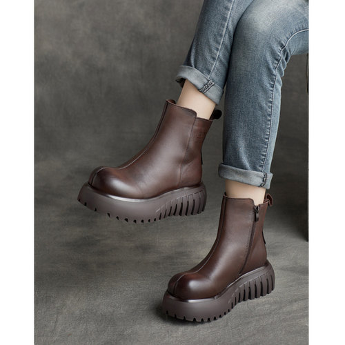 厚底短靴女英伦风增高舒适马丁靴