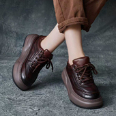 舒适休闲女鞋 手工真皮鞋 复古厚底单鞋 百搭面包鞋 子女秋冬新款 板鞋