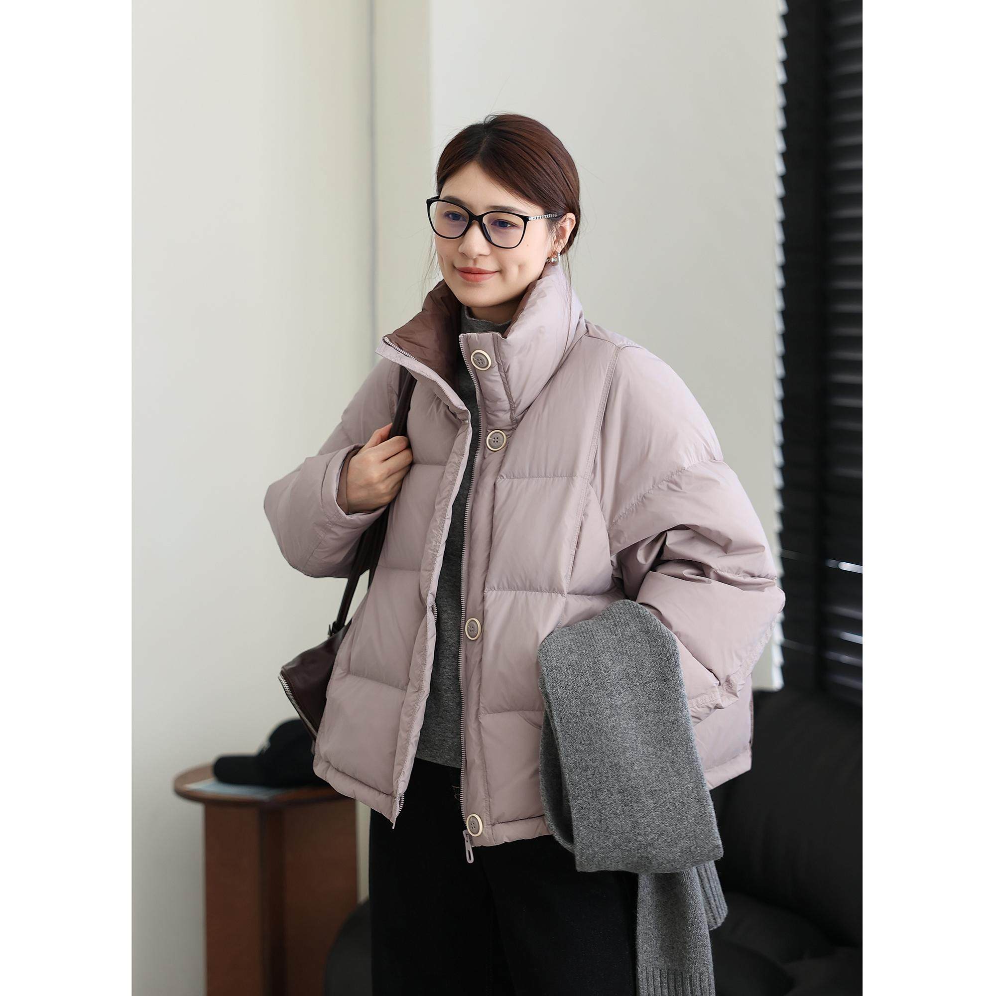 纽扣羽绒服保暖百搭韩版休闲立领