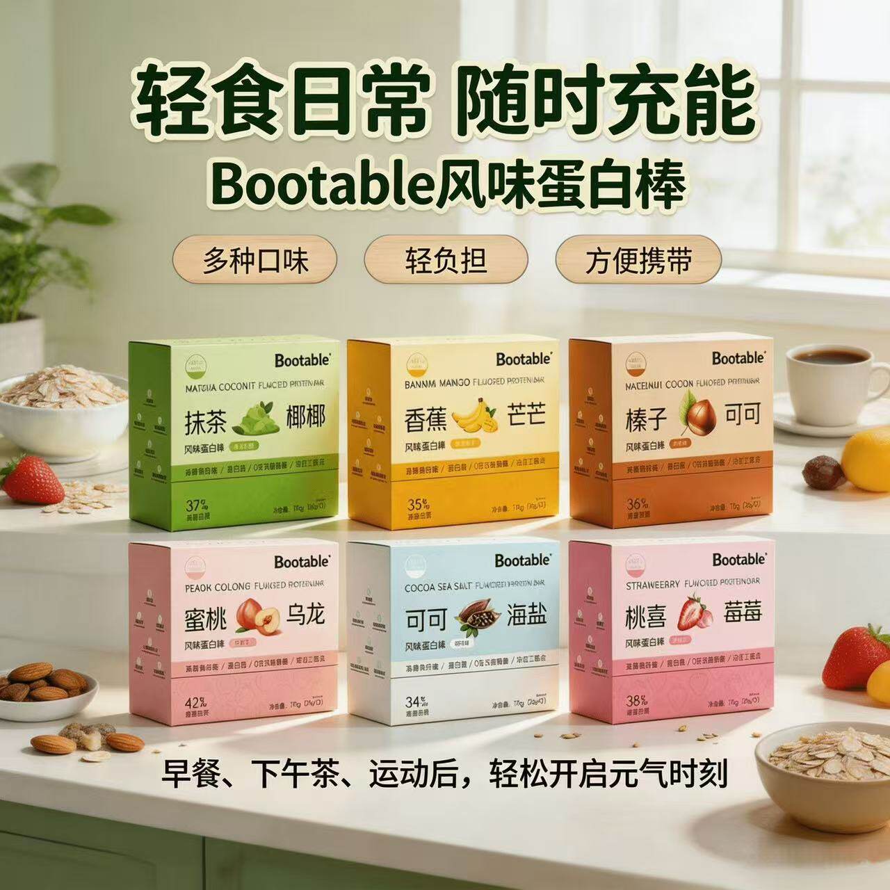 bootable风味蛋白棒补充能量棒运动健身代餐高蛋白代餐饼干运动吃