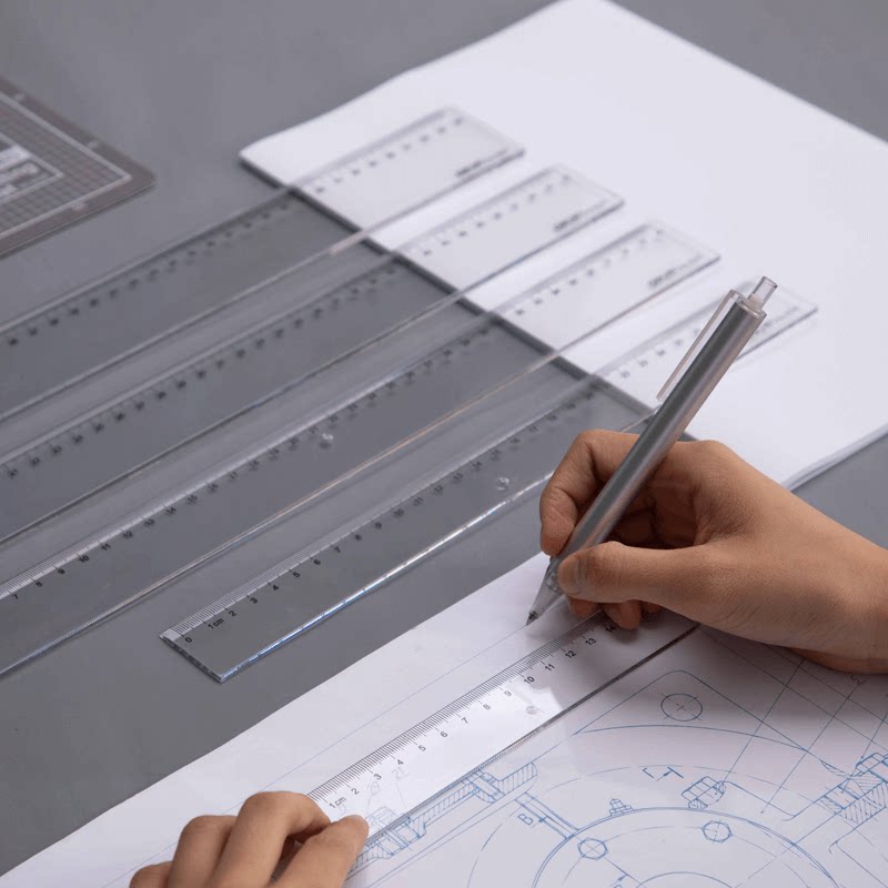 문구류 플라스틱 눈금자 20|30|60CM 규모의 그리기 및 매핑 도구가 있는 초등학생을 위한 델리 플라스틱 눈금자