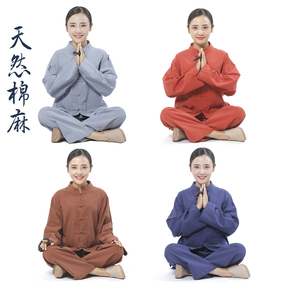 棉麻居士服弘菩棉麻2023透气舒适