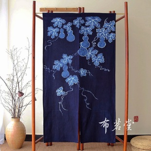布茗堂 蜡染门帘植物染色布帘日式布艺门帘和风手工蜡染出口日本