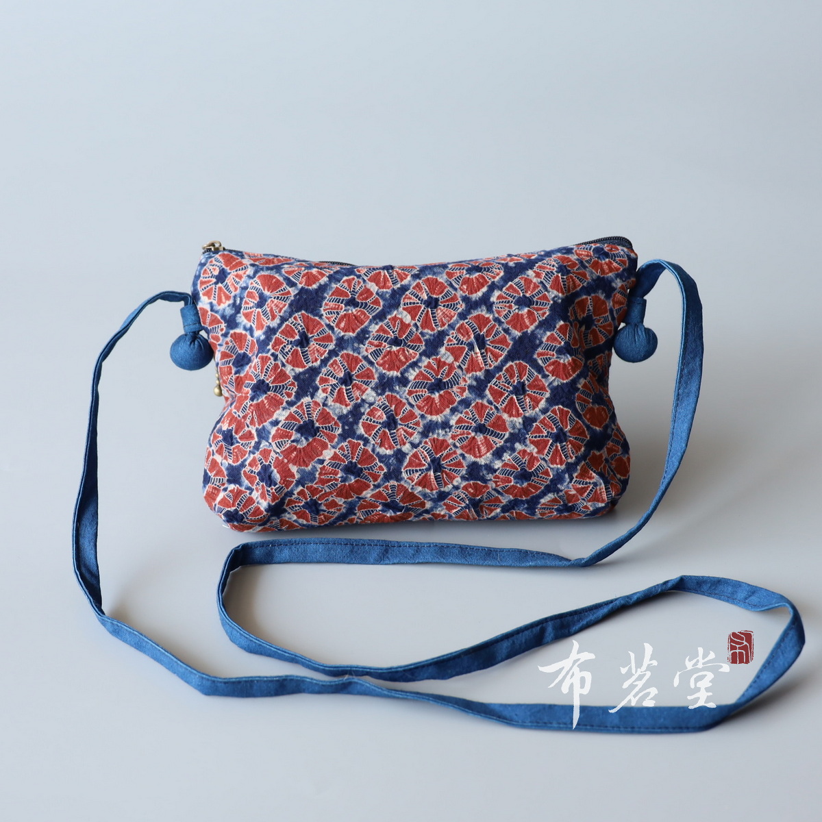 布茗堂斜挎包手机包手工扎染