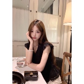 设计感小衫 清仓特价 上衣女夏2025新款 V领蕾丝小飞袖 中古千金