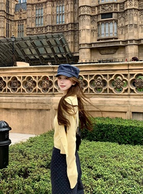 BBen假两件设计感慵懒风羊毛衫羊绒针织衫女2025秋装新款法式上衣