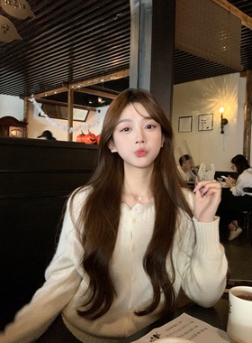 BBen 单排扣针织开衫毛衣外套女秋冬2025新款高级感温柔风打底衫