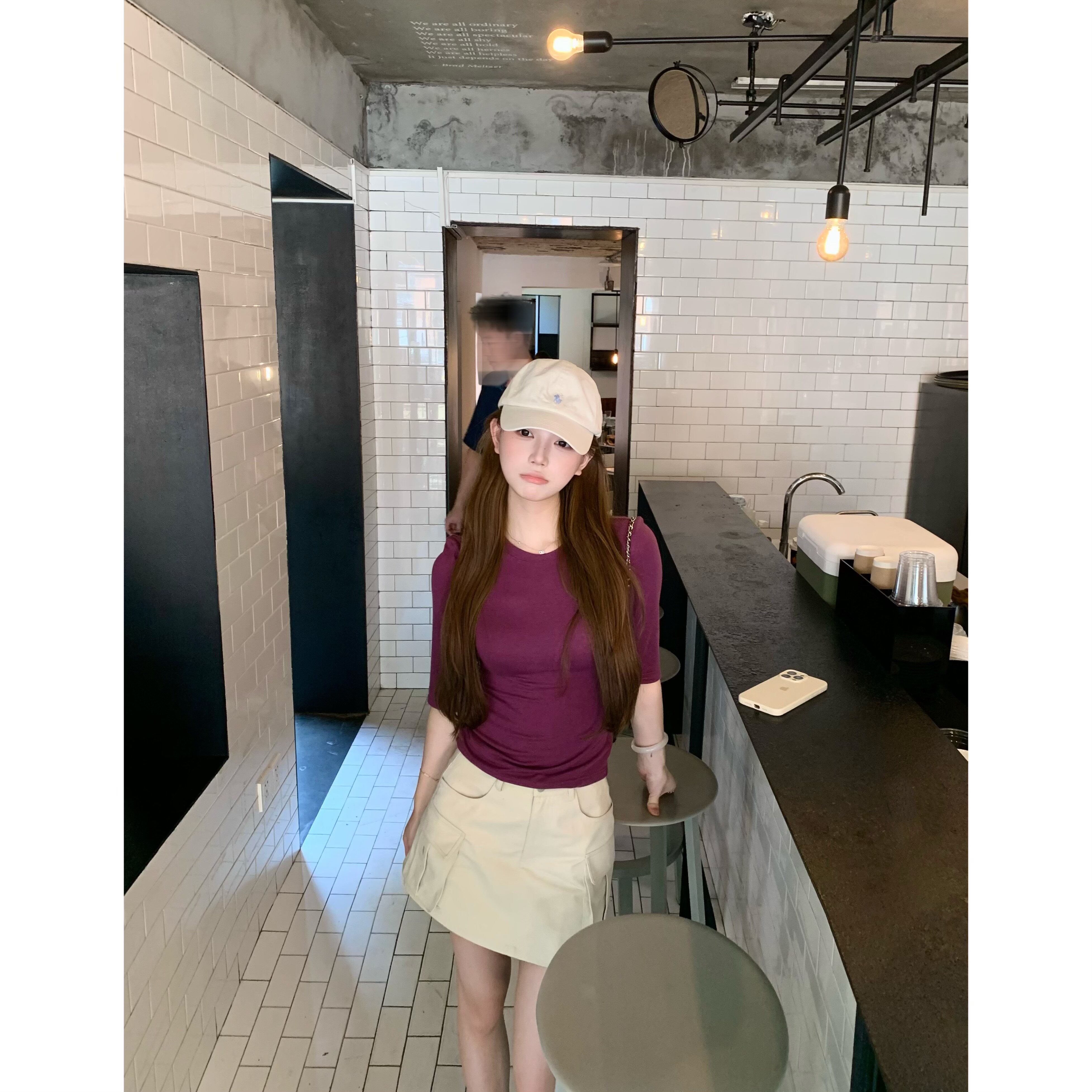 清仓特价 打底衫女中袖2025秋季新款设计感小众气质正肩T恤上衣