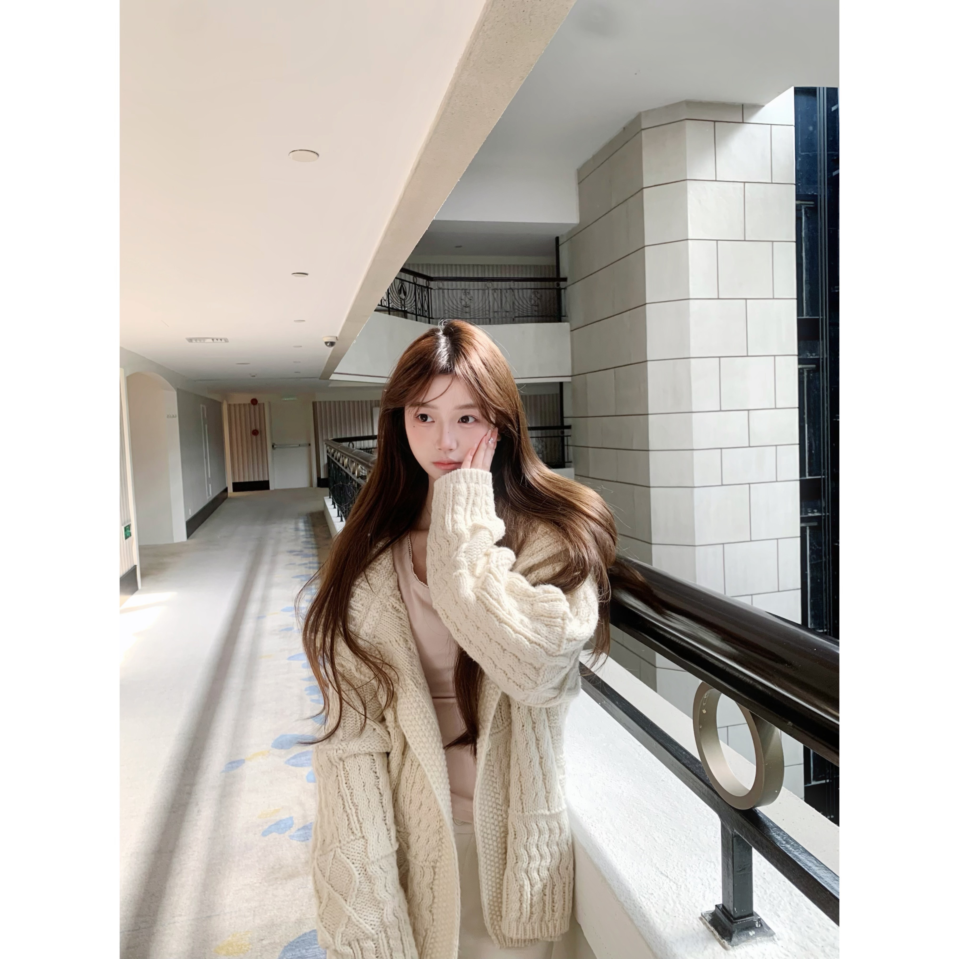 BBen 粗针宽松麻花毛衣外套女针织开衫2025秋冬新款设计感上衣