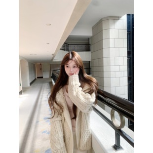 设计感上衣 2025秋冬新款 BBen 粗针宽松麻花毛衣外套女针织开衫