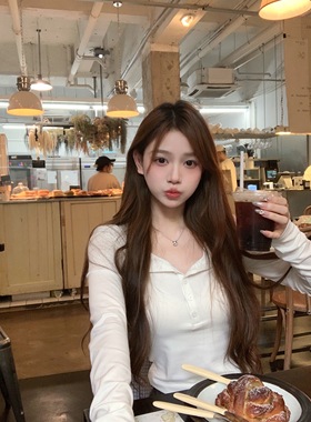 笨笨家 极简高知打底衫女春秋2025秋季新款白T恤甜美chic温柔上衣