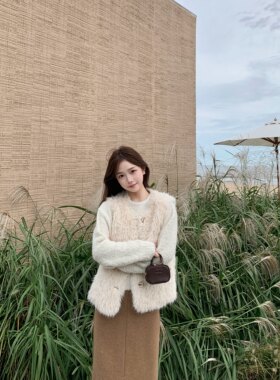清仓特价 深秋仿托卡皮毛一体马甲外套女秋冬2025新款毛毛背心