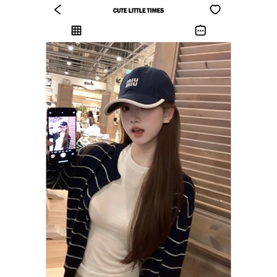 BBen松弛艺术生 学院风条纹开衫女针织衫2025早秋秋新款薄款上衣