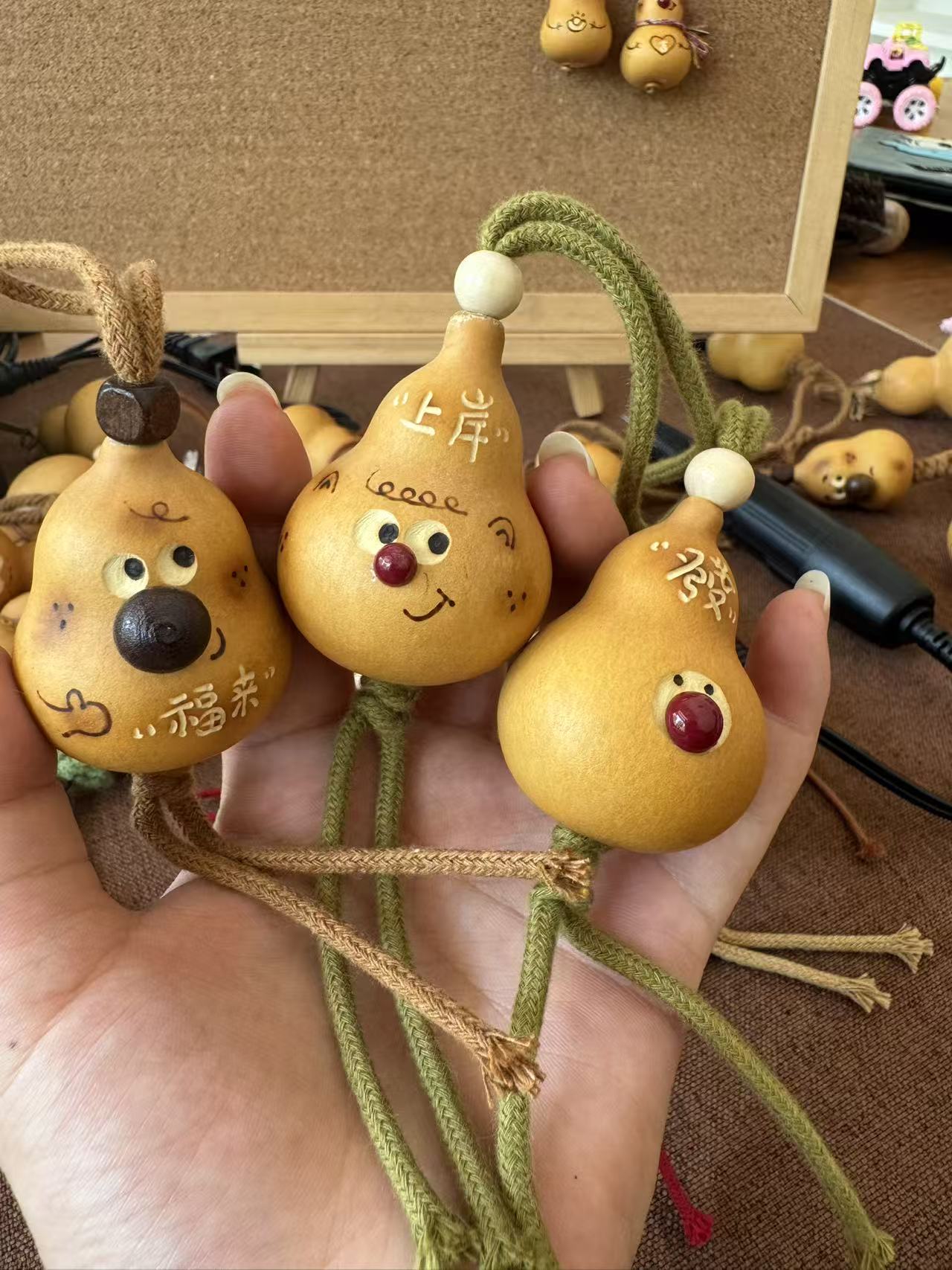 葫芦挂件手工雕刻葫芦非遗文化车挂葫芦可爱包挂钥匙扣葫芦挂件