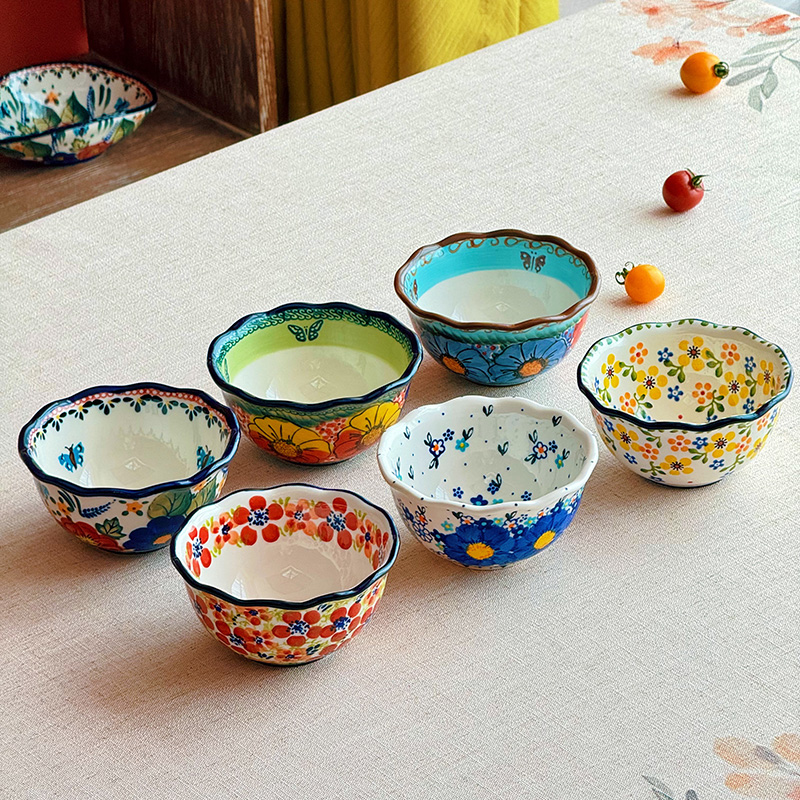 陶瓷饭碗波兰风创意手绘家用小碗
