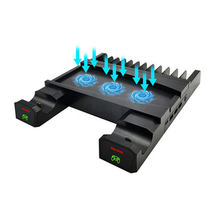 PS5主机散热风扇底座PS5手柄双充ps5座充带碟片收纳架游戏外设