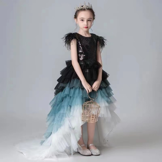 燕尾模特走秀公主风黑色演出服