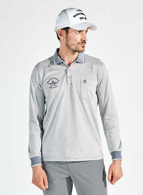 日产MUNSINGWEAR万星威高尔夫男装25春夏长袖POLO衫T恤MG5SLS22M