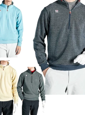 日本MUNSINGWEAR万星威高尔夫男装24秋冬加绒毛衣针织衫MG4FSW22M