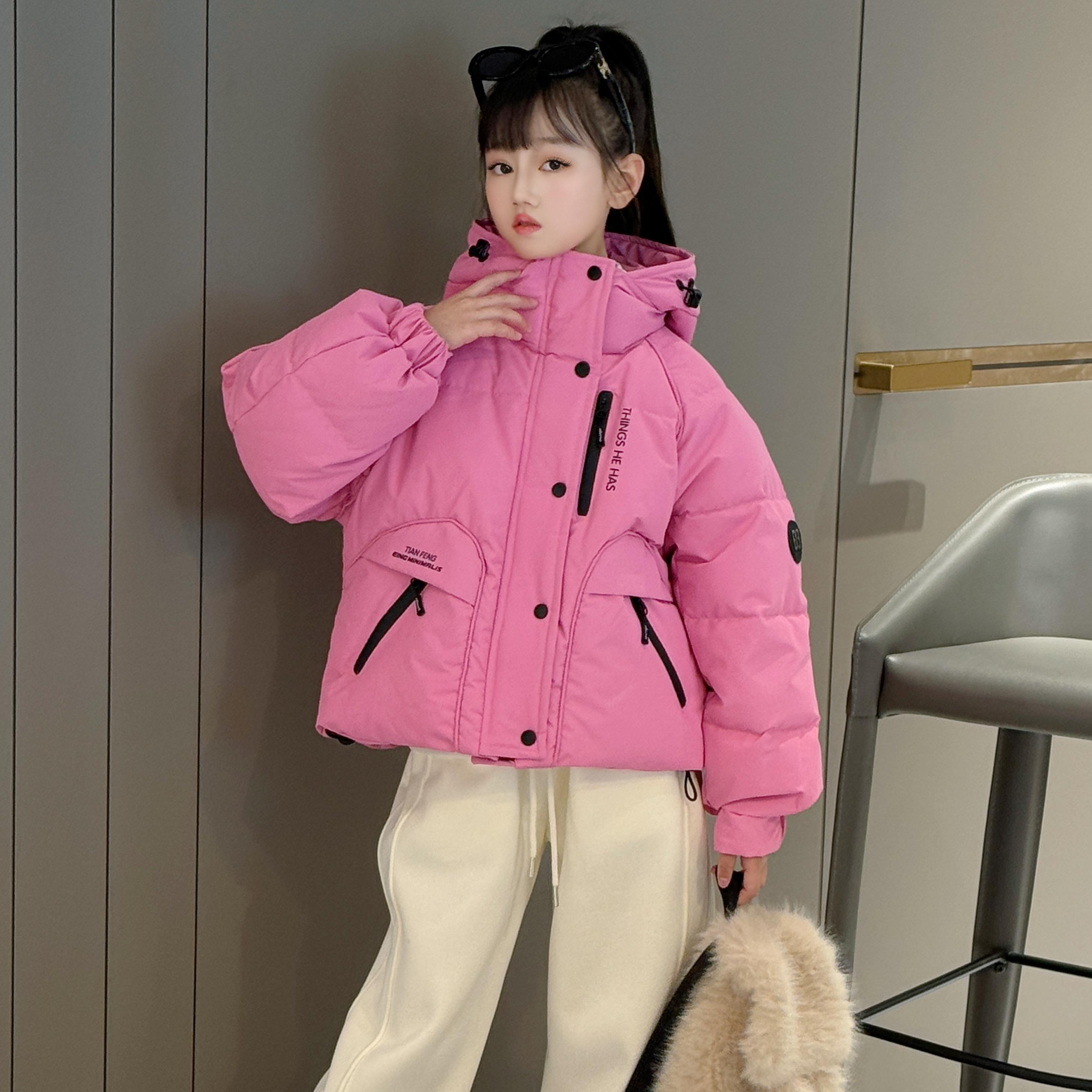 三防女童短款羽绒服工装冲锋衣