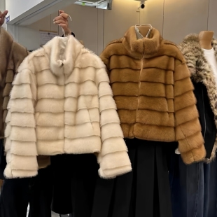 女童冬季横条纹仿貂绒皮草外套加厚洋气女大童冬装超好看毛毛上衣