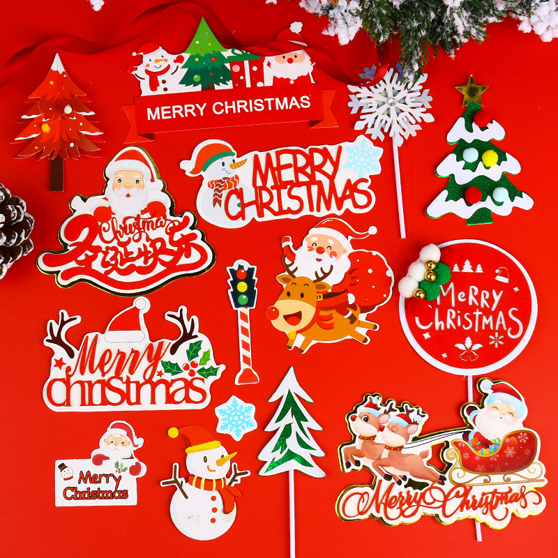 蛋糕装饰圣诞节烘焙圣诞快乐merrychristmas圣诞老人节日插卡装扮