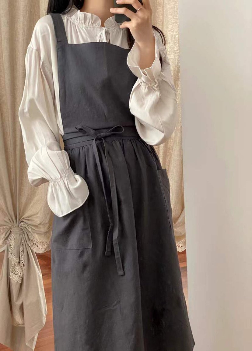 跨境日式韩版棉麻围裙烘焙厨房