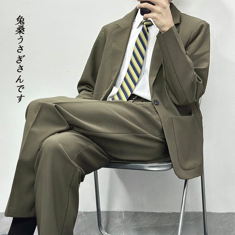 新选dk制服韩版西服套装男士外套礼E服正装休闲小西装帅气百搭绿