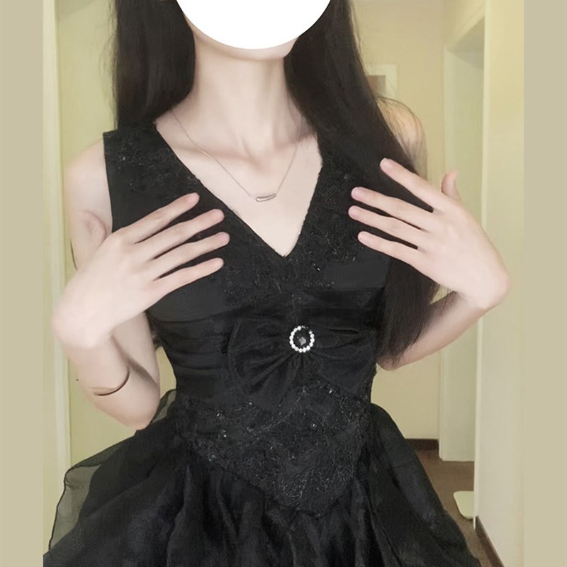 新品晚礼服裙女黑色长款宴会年会主持艺J考声乐演出高级感学生日图片