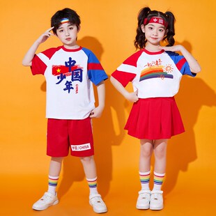 新品 小学生运动 儿童演出服幼儿园舞蹈u服中国风表演服啦啦队服装