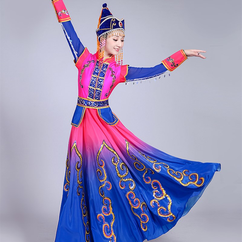 新选蒙古舞e蹈演出服装女成人蒙族舞蹈服装现代民族风服饰艺考蒙