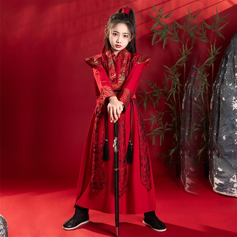 新品花木兰侠客飞鱼服儿童汉服中z国风唐装锦衣卫cos古装男女童演图片