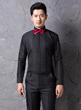 新品男士修身演出衬衫西裤套装舞台D大合唱兄弟团礼服红歌白色表