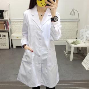 白色t药店美容实验室白大挂工作服长袖 女夏季 收腰 护士服短袖 新品