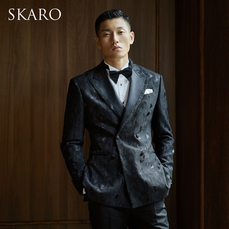 新选黑色无n结构西装外套男戗驳领修身结婚宴会礼服意式男士