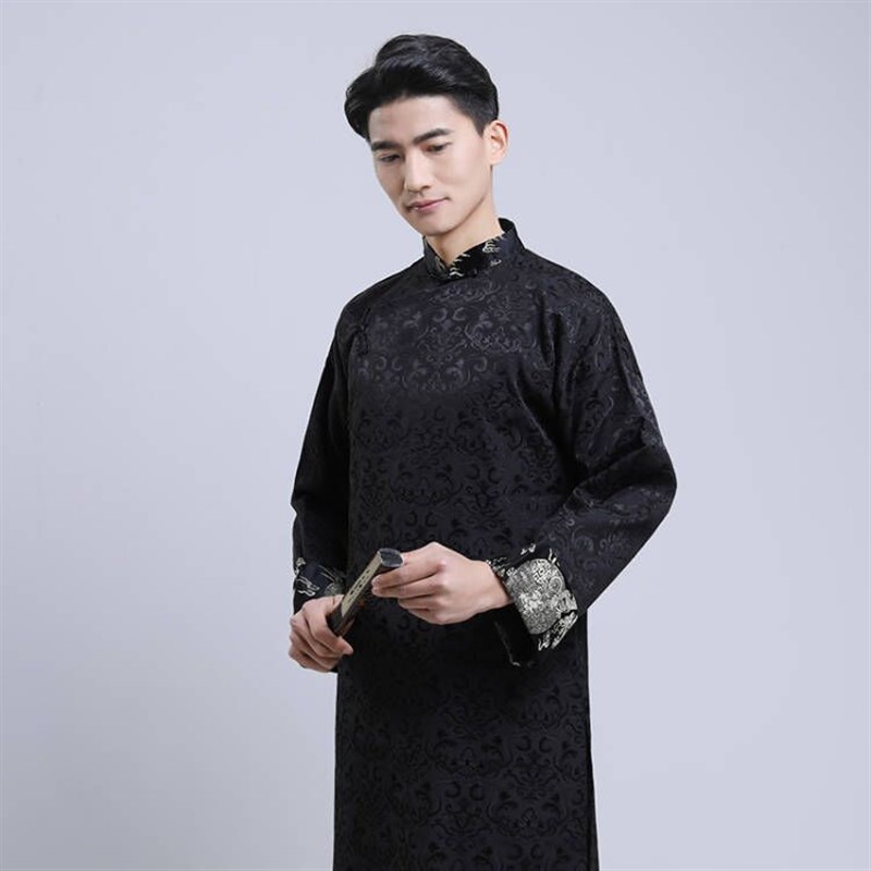 新选相声服长衫男士民国大褂中国风中式伴郎服Q绣花年会演出服长