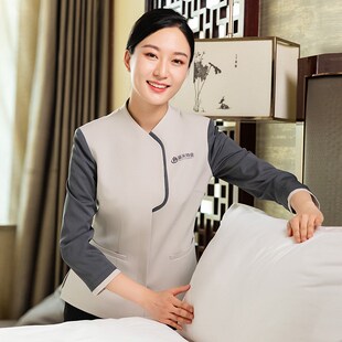 新品中式酒店客房部保洁员工作服长袖女秋L冬季高端物业清洁工阿