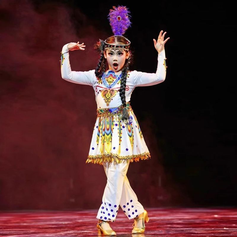 精选儿童舞蹈演出服少女艺考舞台剧表演服装新Q疆服饰古丽米娜同图片